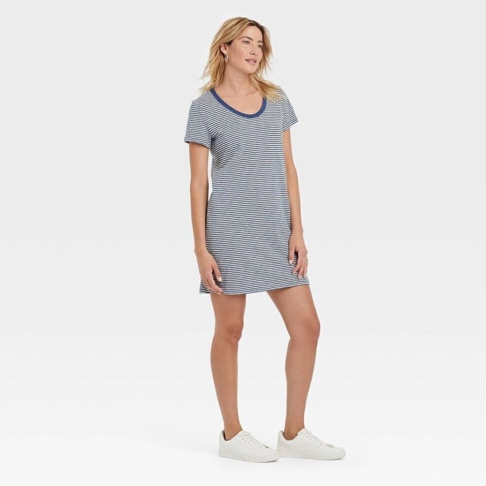 New Universal Thread Women's Size XS Nautical Striped T-shirt Mini Dress